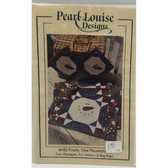Snowman Placemat Quilt Pattern Frosty Time Christmas Kitchen Decor Pearl Louise - Picture 1 of 2